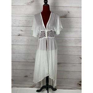 Vintage Christine Silk Sheer Lace Dressing Gown